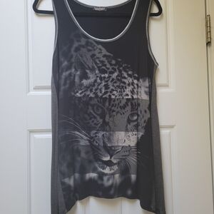 Vanilla Sugar Charcoal Leopard Graphic Tank Top